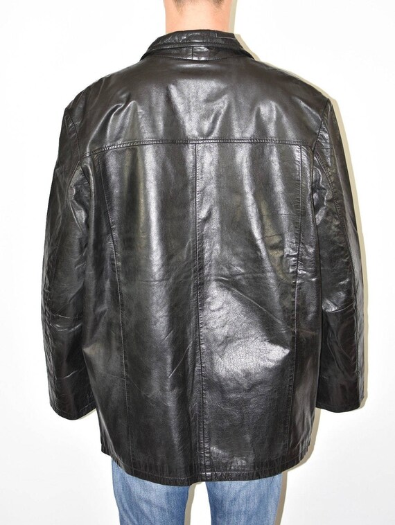 Vintage Black Genuine Leather Saki Loose Fit On Biker Men S Coat Jacket Size Xl