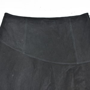 Vintage Black Real Leather HALLHUBER trumpet Knee Length Skirt Size W33 L19 image 4