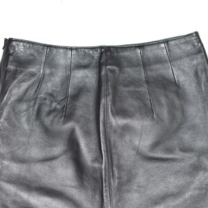 Vintage Black Real Leather ZIGGA Straight Pencil Knee Length Skirt Size UK12 W32 image 7