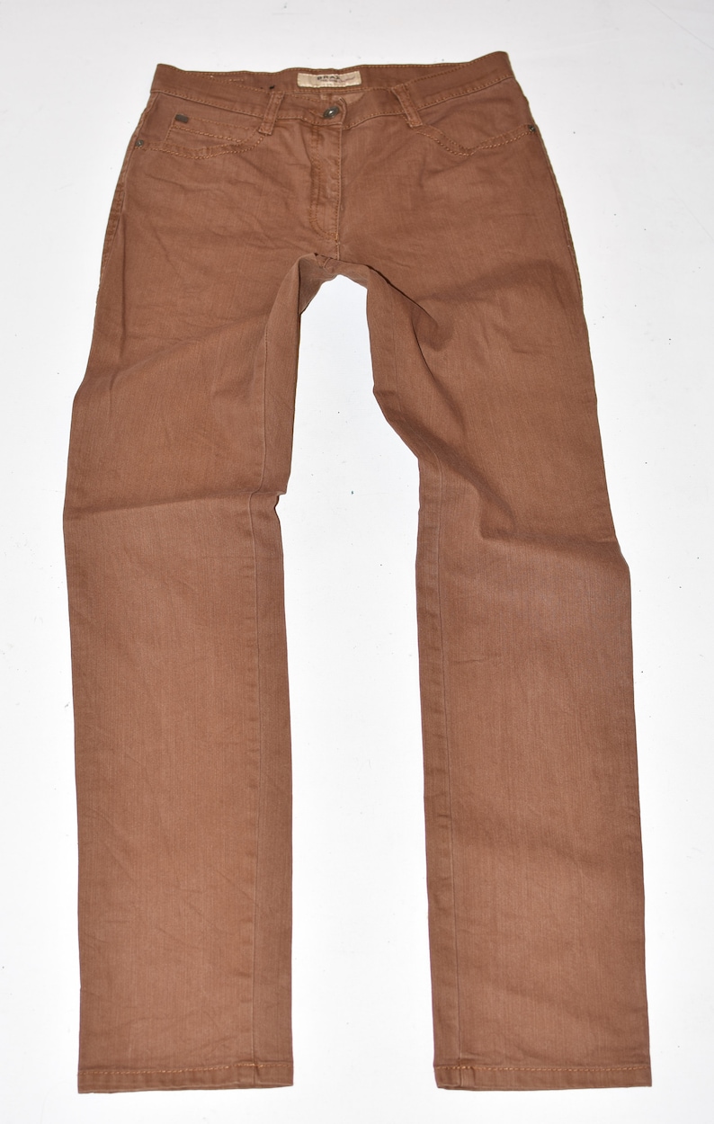 brown straight leg jeans
