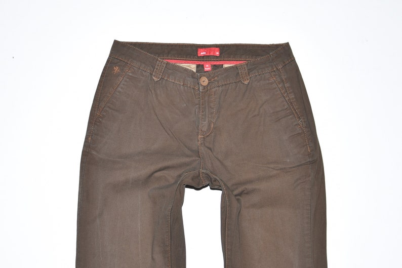 Brown Cotton Blend EDC Tapered Regular Casual Women/'s Trousers Size UK12 L31