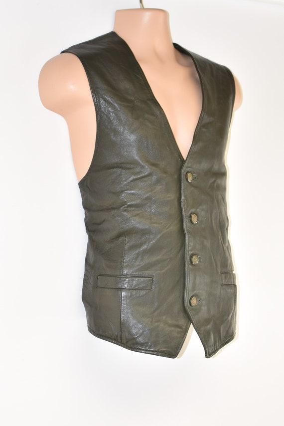 Vintage Men's Real Leather Motorcycle Biker Casua… - image 3