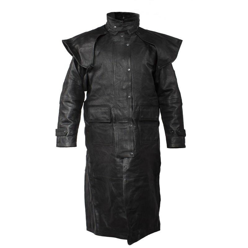 Image of Vintage Black Real Leather Genuine Leather Van Helsing Duster Cape Biker Western Motorcycle Full Length Men's Coat Jacket Size 4xl