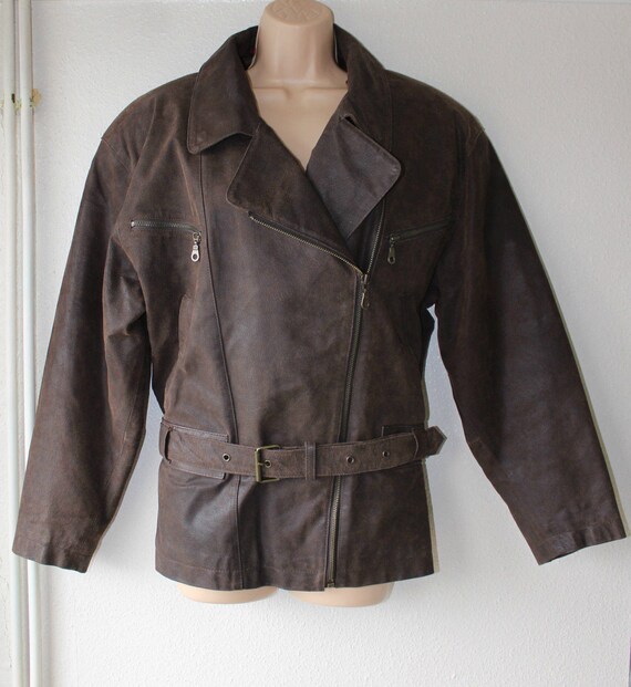 Vintage Brown Genuine Leather FRONT LINE Bomber Be