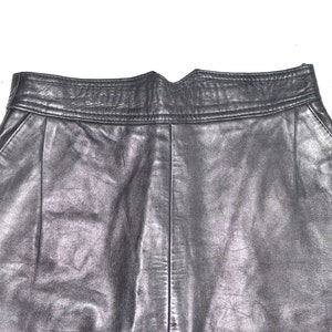 Vintage Black Real Leather Straight Pencil Short Length Skirt Size UK6 W27 image 5