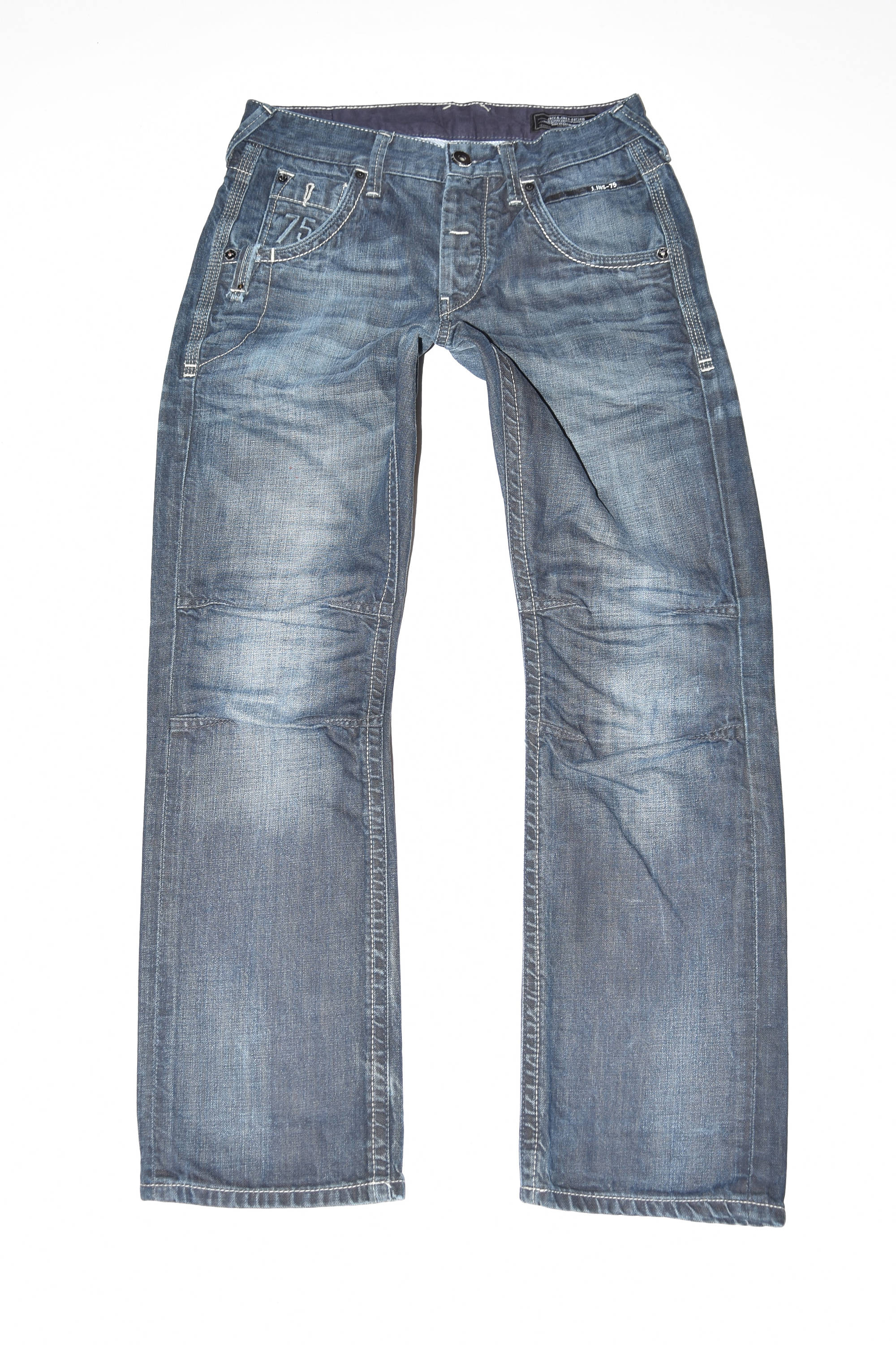 Image of Vintage Blue Denim Jack&jones Straight Leg Stonewashed Men's Jeans Size W29" L29"