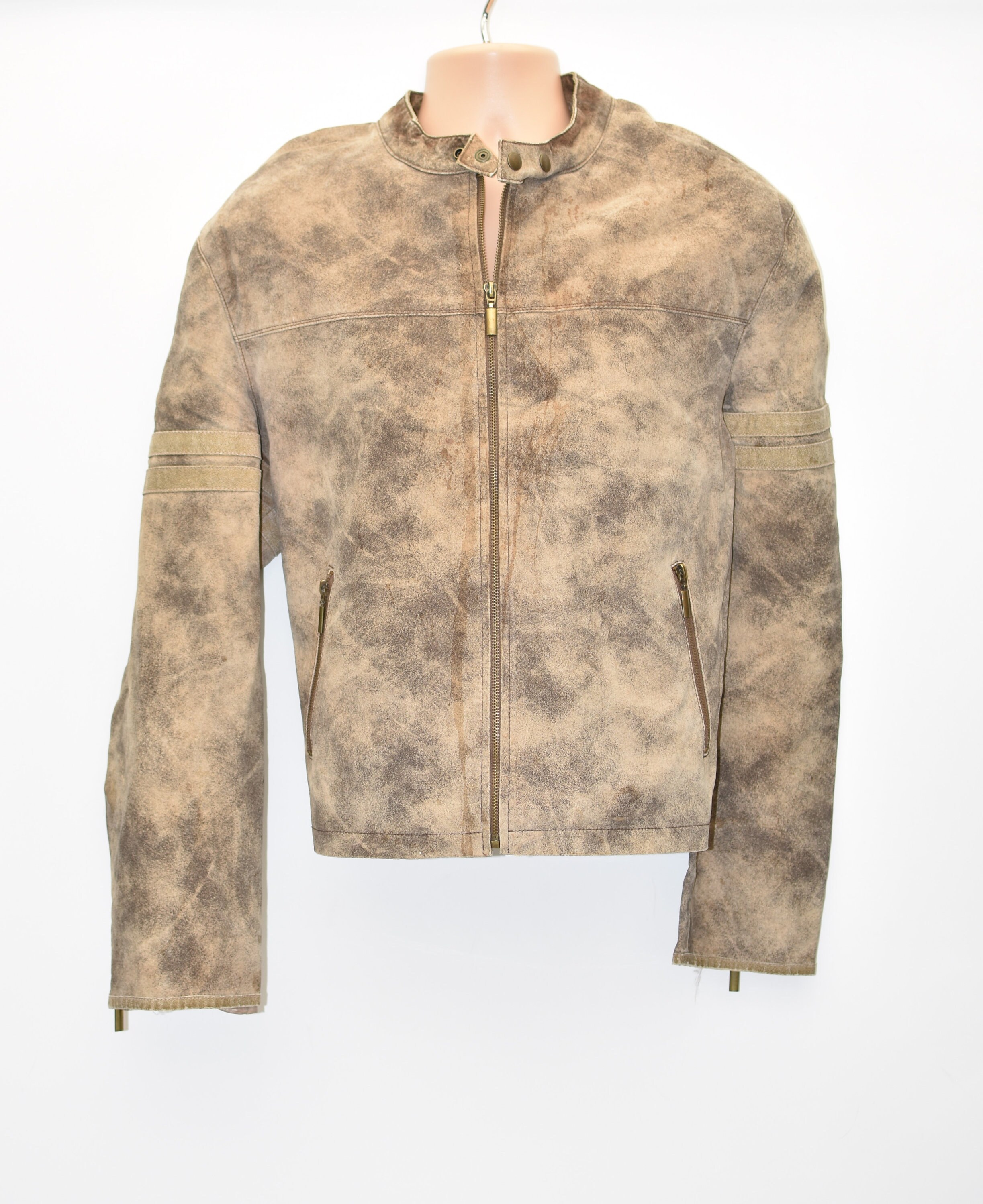 Image of Vintage Brown Real Leather John Blim Hips Length Biker Men's Coat Jacket Size Xl