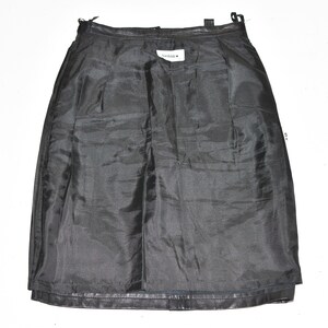 Vintage Black Real Leather BARDEHLE Straight Pencil Knee Length Skirt Size UK8 W27 image 9