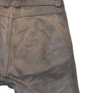 Vintage Men's Real Leather Motorcycle Biker Brown Trousers Pants Size W30 L33 image 9