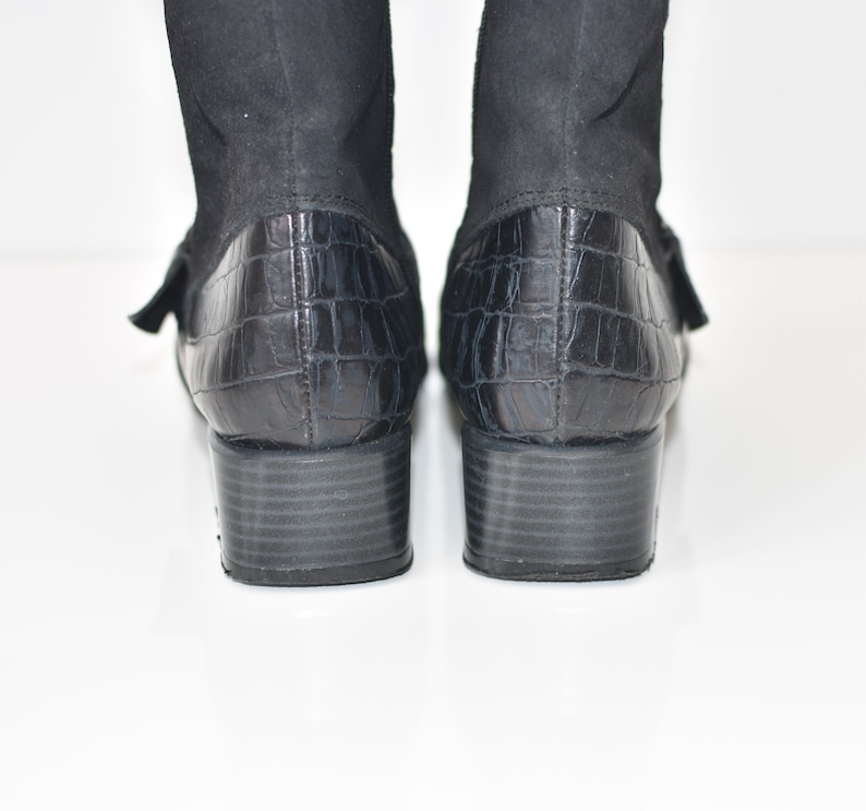 Vintage Black Genuine Leather LA BELLE Ankle Boots Zip Casual Women/'s Riding Boots Booties Size UK4 EU37 US6