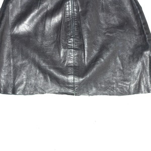 Vintage Black Real Leather Straight Pencil Short Length Skirt Size UK6 W27 image 8