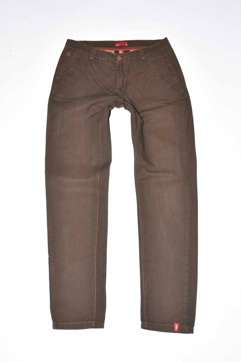 Brown Cotton Blend EDC Tapered Regular Casual Women/'s Trousers Size UK12 L31