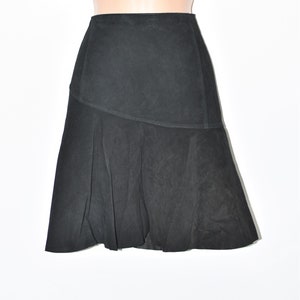 Vintage Black Real Leather HALLHUBER trumpet Knee Length Skirt Size W33 L19 image 1