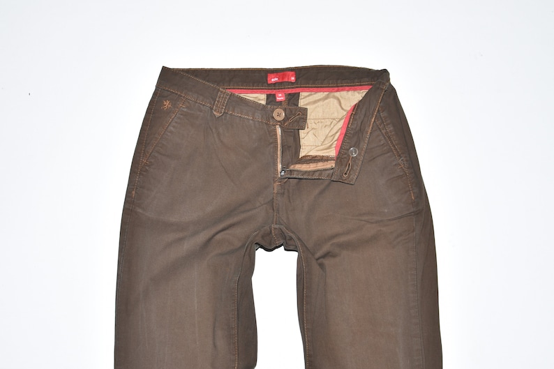 Brown Cotton Blend EDC Tapered Regular Casual Women/'s Trousers Size UK12 L31