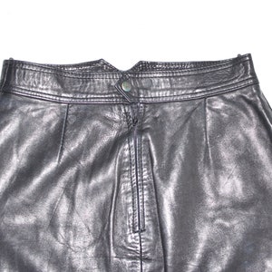 Vintage Black Real Leather Straight Pencil Short Length Skirt Size UK6 W27 image 7