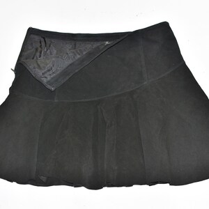 Vintage Black Real Leather HALLHUBER trumpet Knee Length Skirt Size W33 L19 image 9