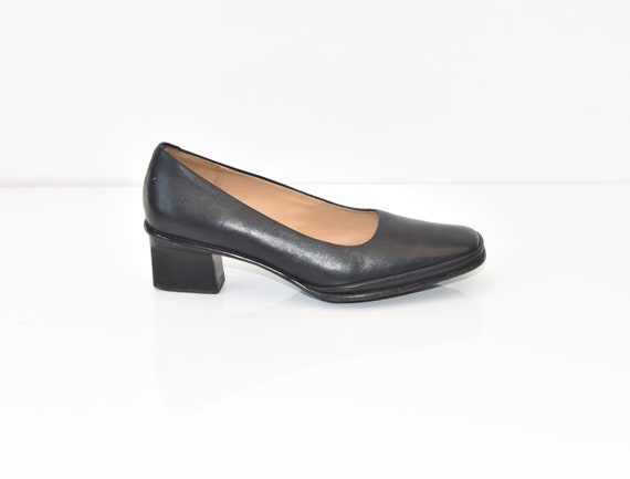 clarks black leather court shoes
