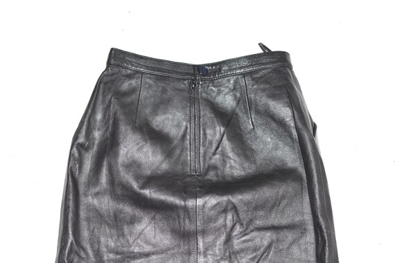 Vintage Black Real Leather Straight Pencil Knee L… - image 7