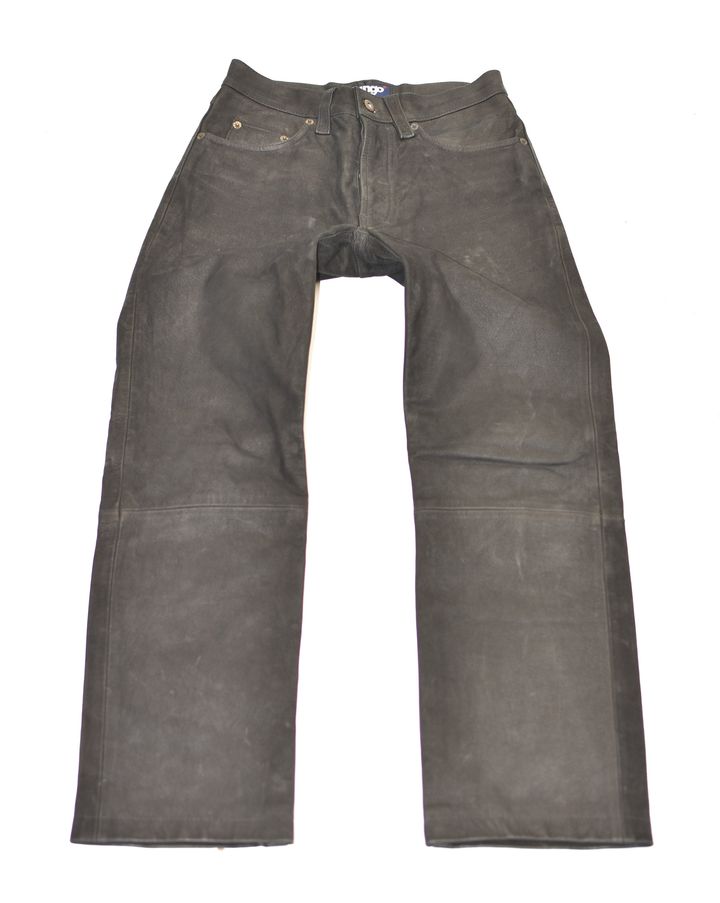 Image of Vintage Black Real Leather Tango Straight Leg Biker Men's Trousers Pants Size W27" L27"