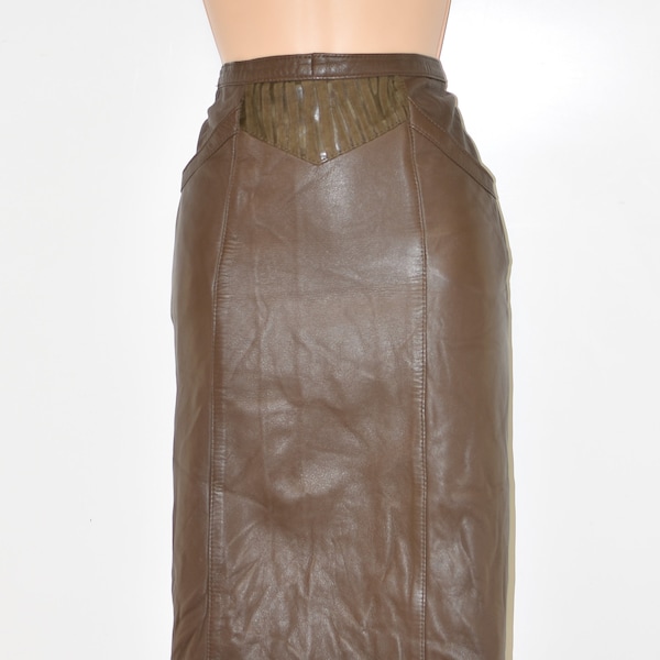 Brown Leather Skirt Etsy