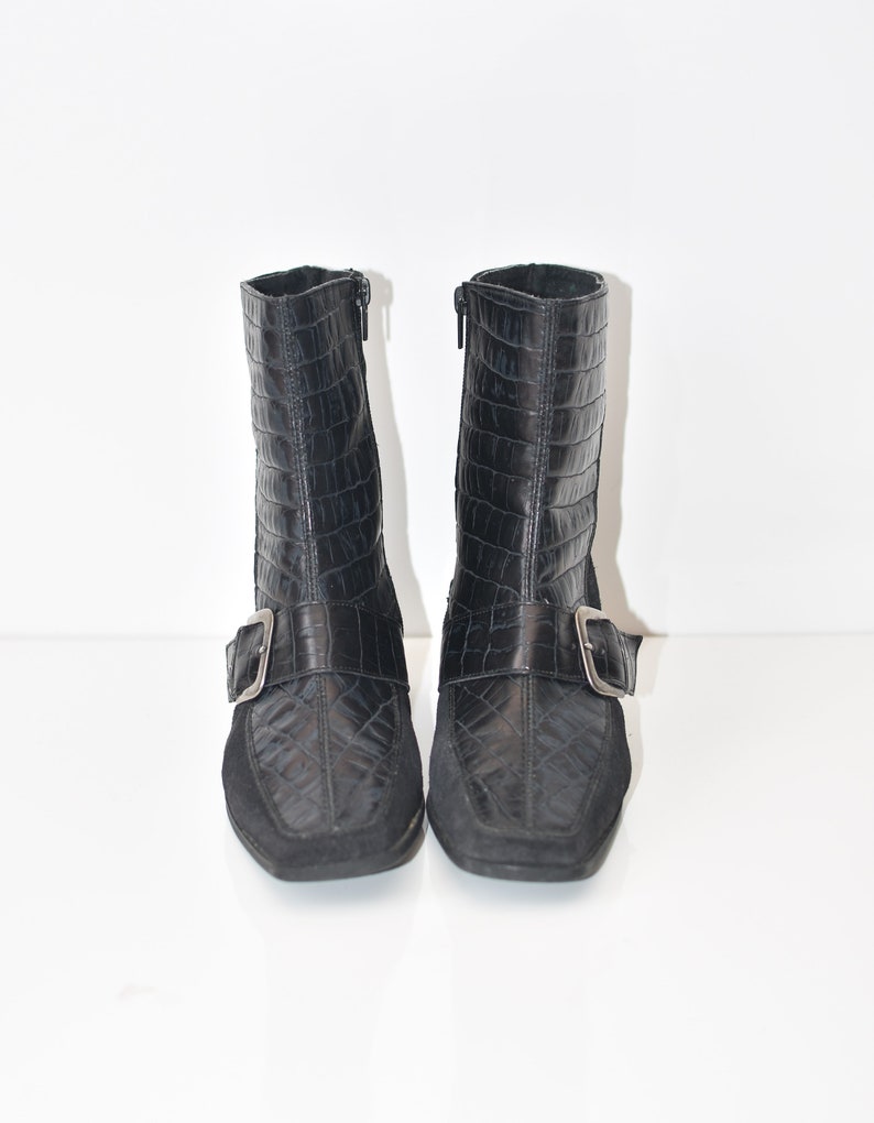 Vintage Black Genuine Leather LA BELLE Ankle Boots Zip Casual Women/'s Riding Boots Booties Size UK4 EU37 US6