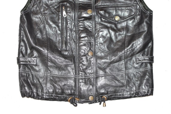 Vintage Black Real Leather DINO'Z Biker Motorcycl… - image 5