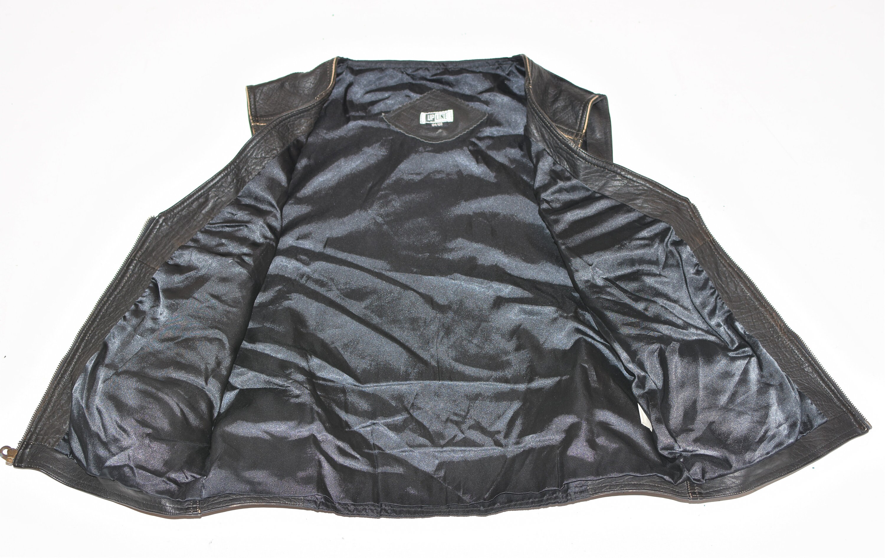 Vintage Brown Real Leather UP LINE Cowboy Western Biker Vest | Etsy