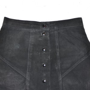 Vintage Black Real Leather ATTENTION Straight Pencil Short Length Skirt Size W27 L16 image 4