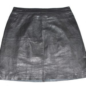 Vintage Black Real Leather PAPRIKA Straight Pencil Short Length Skirt Size UK16 W31 image 6