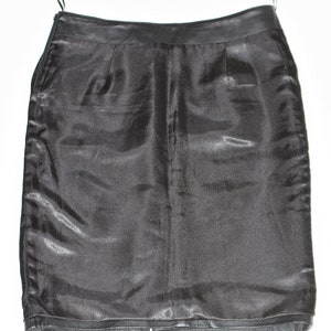 Vintage Black Real Leather ZIGGA Straight Pencil Knee Length Skirt Size UK12 W32 image 9
