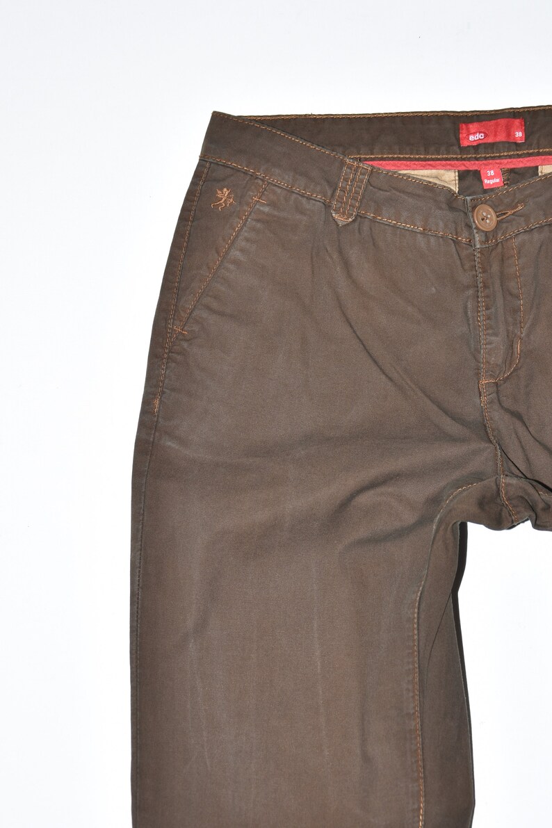 Brown Cotton Blend EDC Tapered Regular Casual Women/'s Trousers Size UK12 L31