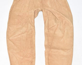Vintage BERWIN&WOLFF Women's Real Leather Biker Pleated Brown Trousers Pants Size W28" L29"