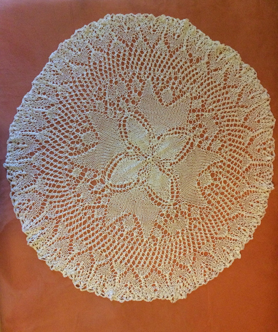 Round Tablecloth in Ivory Color Hand Knit Table Cover New Etsy