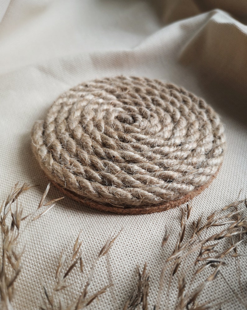 Jute Coaster Set Natural Rope Coasters Farmhouse Home Decor Etsy