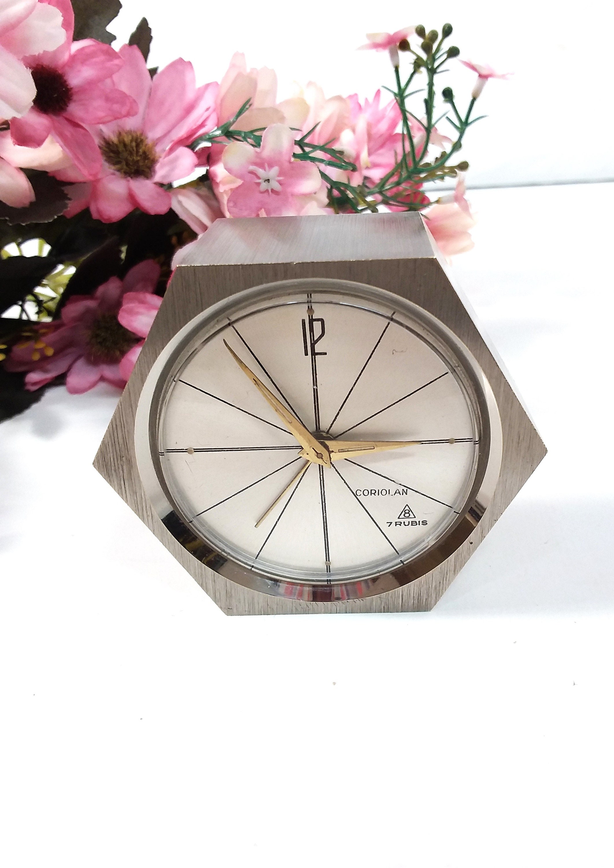 Coriolan clock, 7 Rubis quality clock, vintage clock in working order, manual wind up clock.