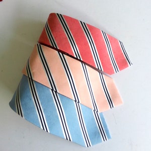 Ties, neckties, Michelsons of London. choice of 3. silk and cotton pink and blue striped ties. with tags.