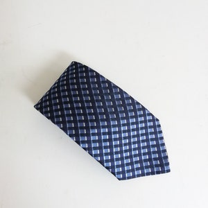 Neckties, blue tie, two tone blue squares designer tie, Michelsons of London, blue 100% silk tie.