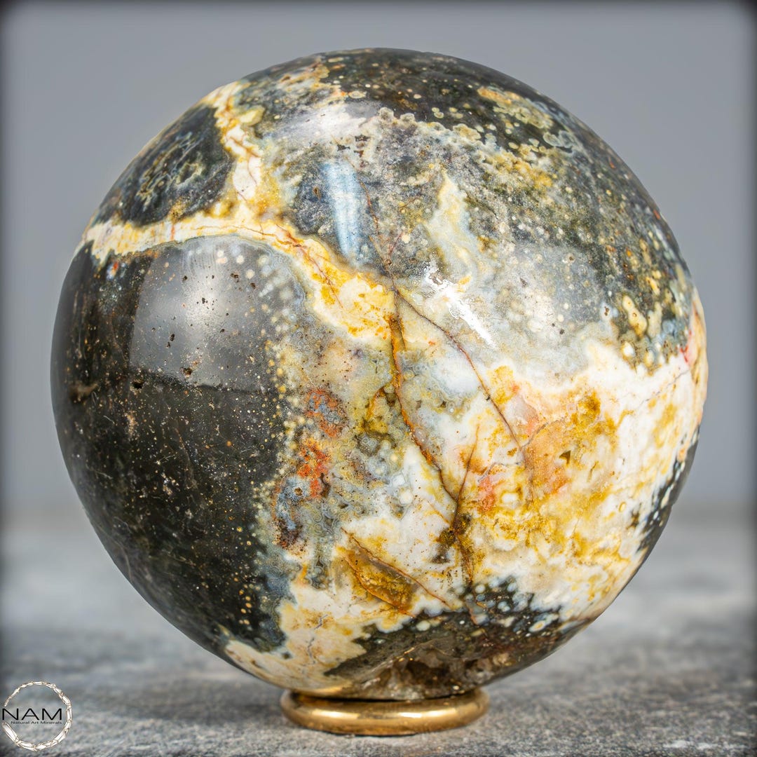 Natural Ocean Jasper Sphere - 859.35g - 87mm - Etsy Canada