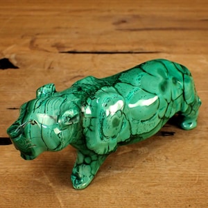 Very old malachite sculpture lion Congo - 922.29g - 171 x 72 x 52 mm