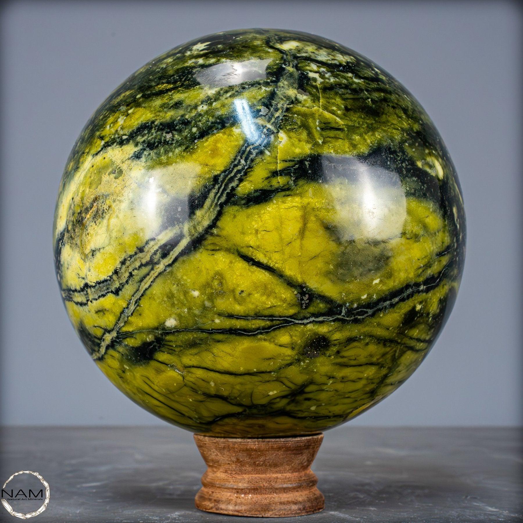 天然蛇紋石と黄鉄鉱の結晶球 - 3307.83g - 150mmm - Etsy 日本