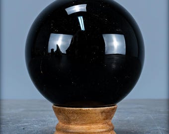 Natural Black Obsidian Crystal Sphere - 642.12g - 80mm