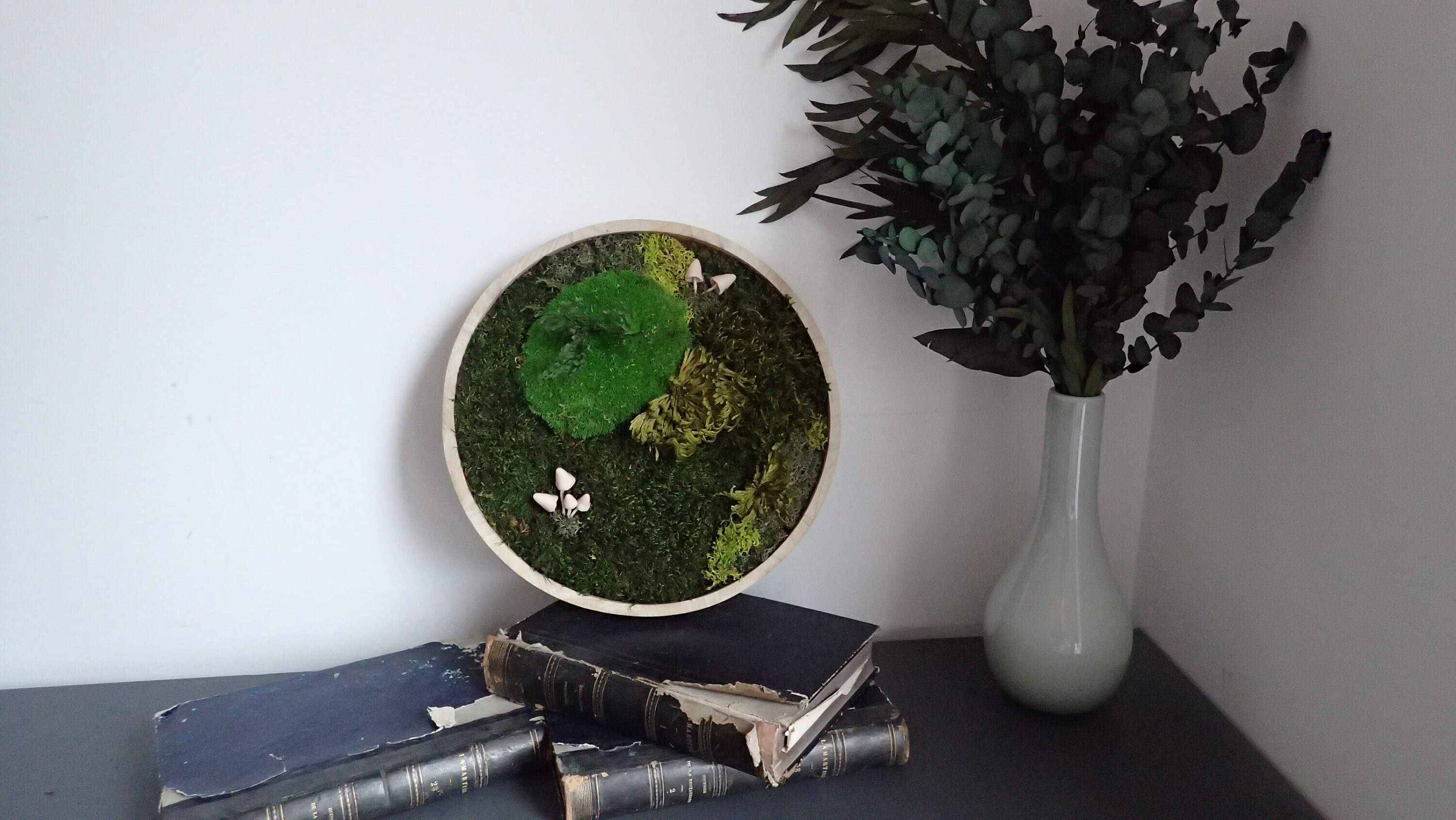 Cadre Végétal Stabilisé Rond, Cadre Stabilisé, Fleuri, Décoration Murale Végétale, Mur Stabilisé.