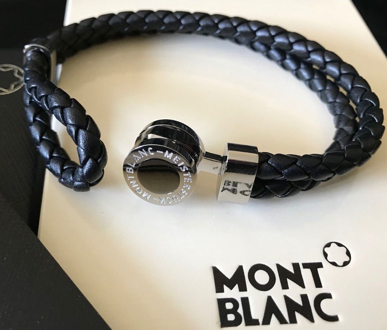 Mont Blanc Black Leather Bracelet MontBlanc Black Onyx NEW Etsy