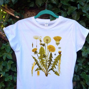 Dandelion Botanical Art T-Shirt: Vintage Floral Garden Design