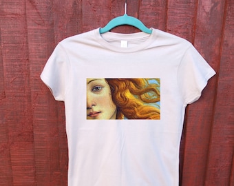 Venus Botticelli Tee, Beautiful Vintage,The Birth Of Venus Greek Gifts for Art Lovers Ladies Fitted Soft style 100% Cotton Slim-Fit T-shirt