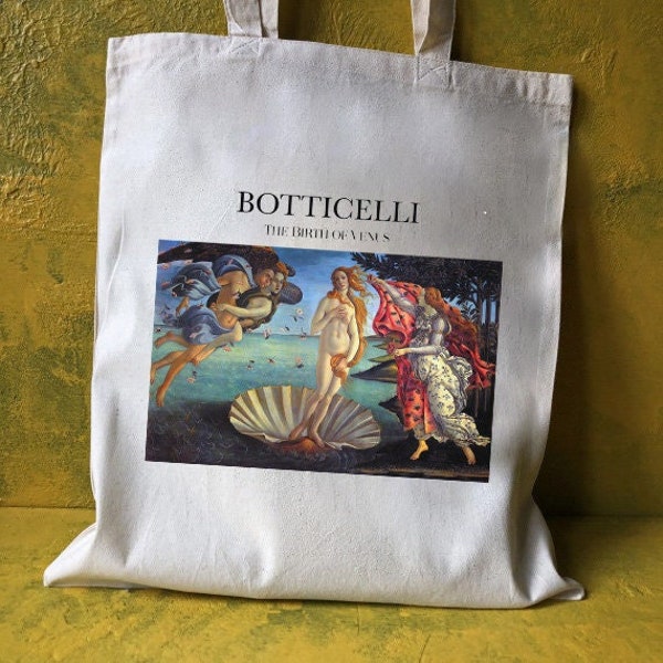 Venus Bag, Vintage Retro 'The Birth of Venus' Modern Artist Sandro Botticelli, Shopping bag, Lover Gift Idea  printed 100% Cotton tote bag