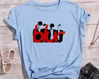 Blur T-shirt, Brit Pop, Alternative Musik Rock Band, weicher Damen Stil, 100% Baumwolle Slim-Fit Kunstdruck, Vintage Neues Album, Geburtstagsgeschenk