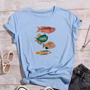 Fish Illustration T-Shirt: Vintage Retro Art Print, Soft Cotton Tee