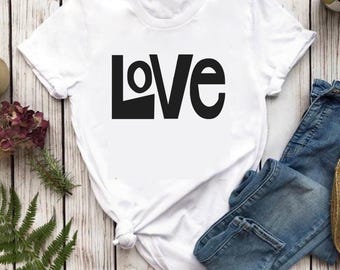 Love Graphic T-Shirt, Soft Cotton Art Print Tee, Valentine's Gift