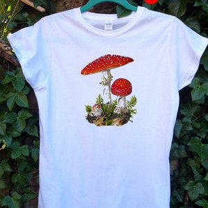 Botanical Mushroom Art Print T-Shirt: Soft 100% Cotton Tee image 1